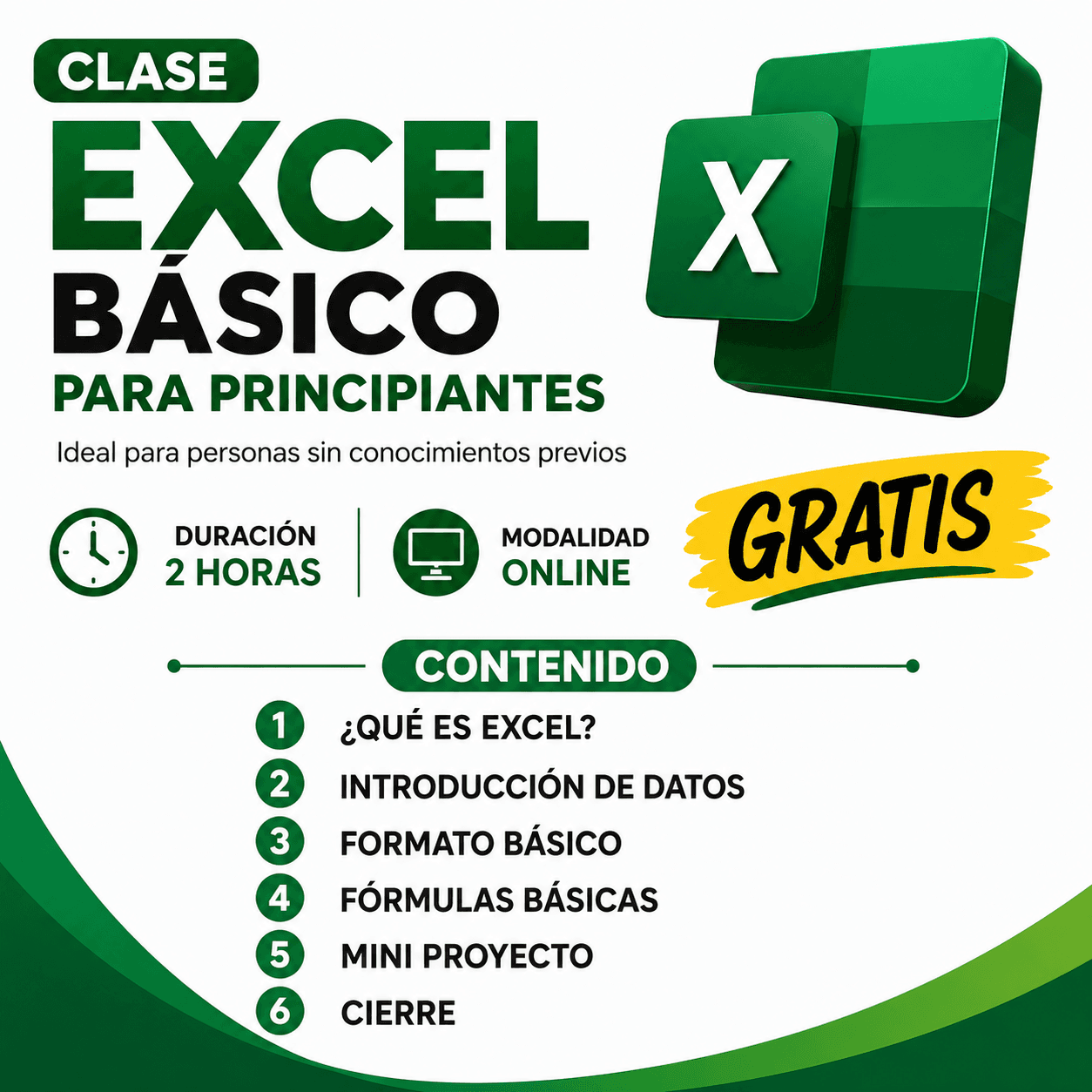 Clase Excel Básico para principiantes gratis